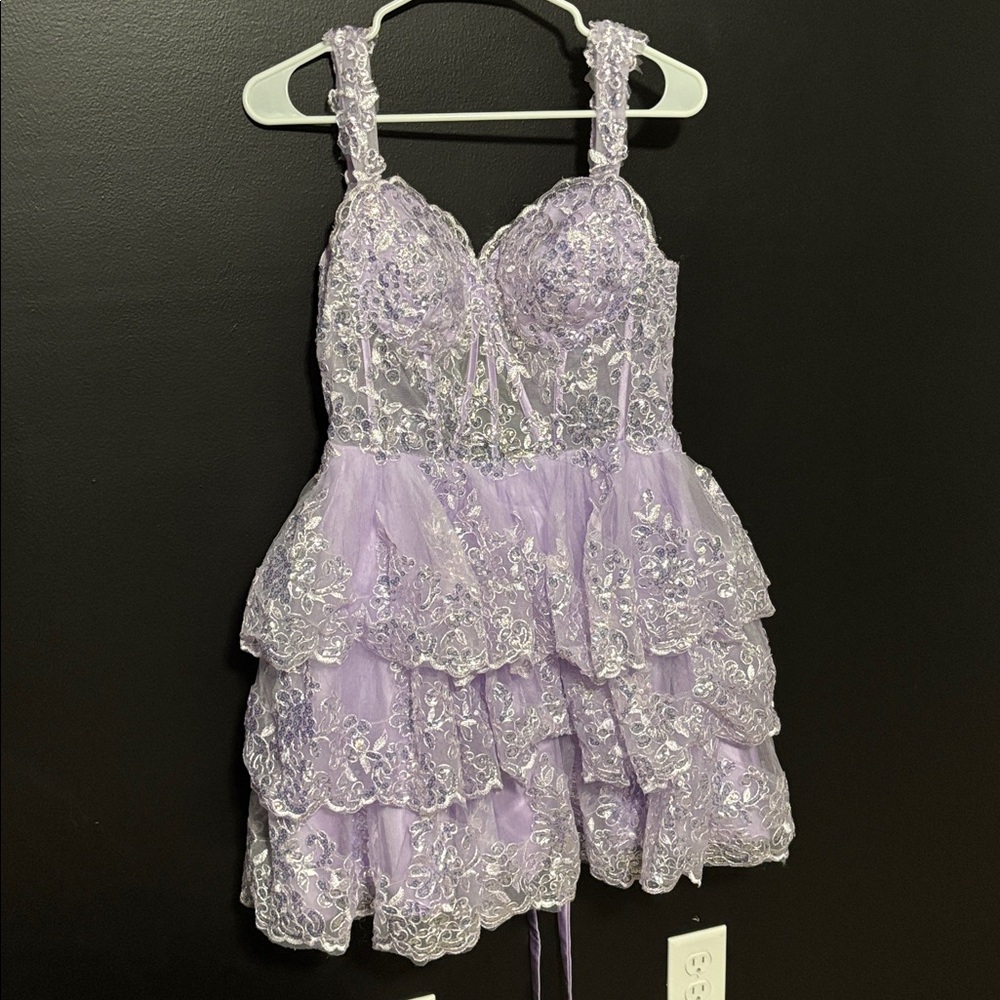 Lavender Lace Tiered Dress